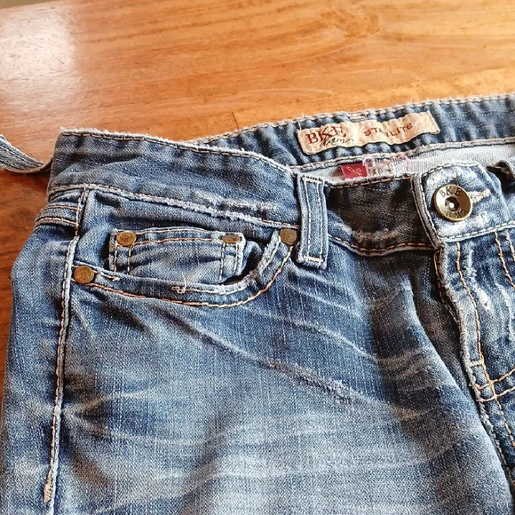 BKE Denim Starlite Blue Flare & Wide Leg Jeans with Distressed Details - Picture 7 of 15